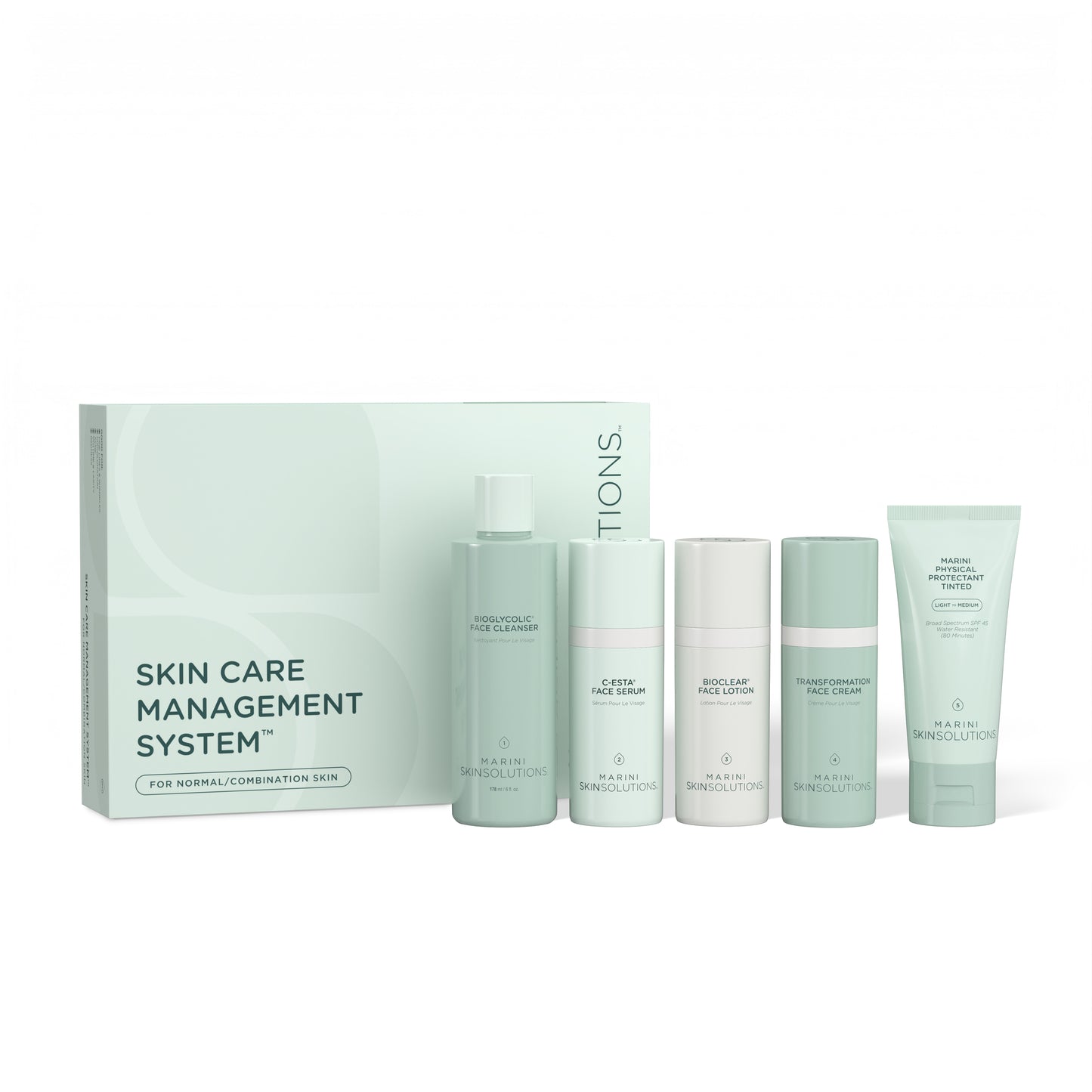Skin Care Management System - Normal / Combination Skin with Marini Physical Protectant TINTED SPF 45